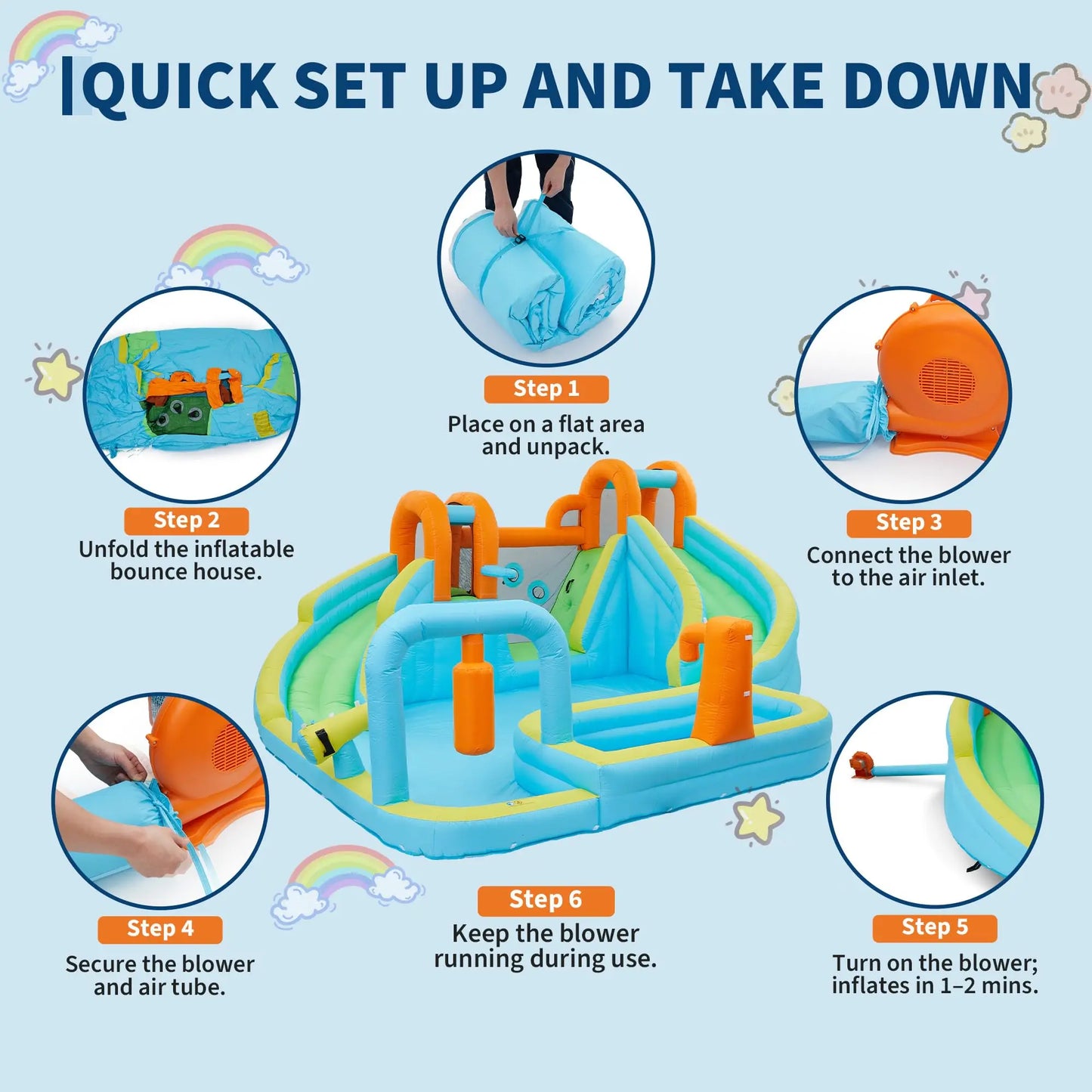 HiMISS 10-in-1 Inflatable Bounce House With Slide For Backyard Fun