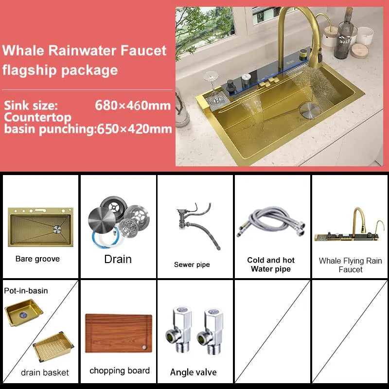 Telisiya Stainless Steel Rectangular Kitchen Sink With Digital Display