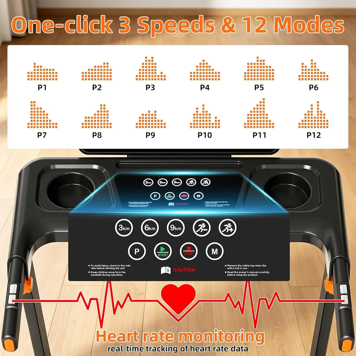 Folding Walking Pad Treadmill with 12 Percent Incline and App