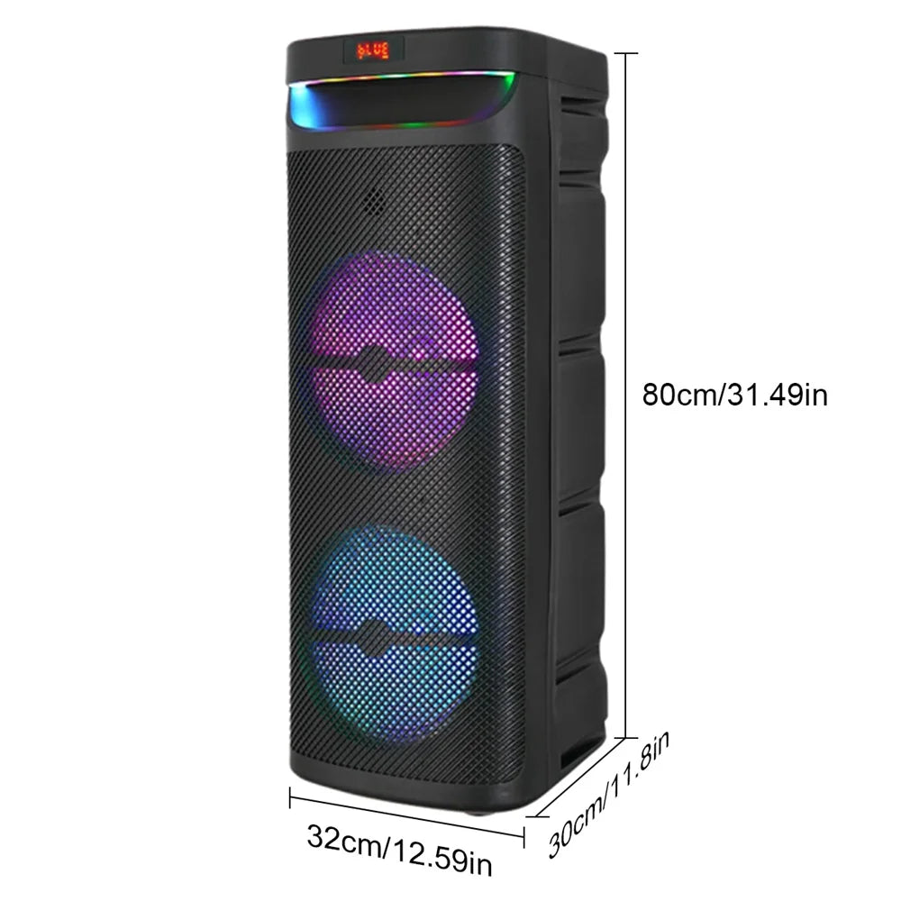CURUK 3000W Dual Portable Bluetooth Party Speaker Subwoofer LED Light