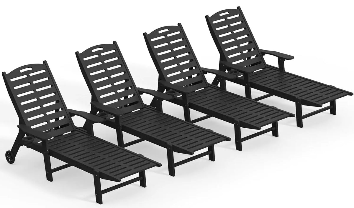 Heavy Duty Adjustable HDPE Sun Lounger Chairs With Wheels