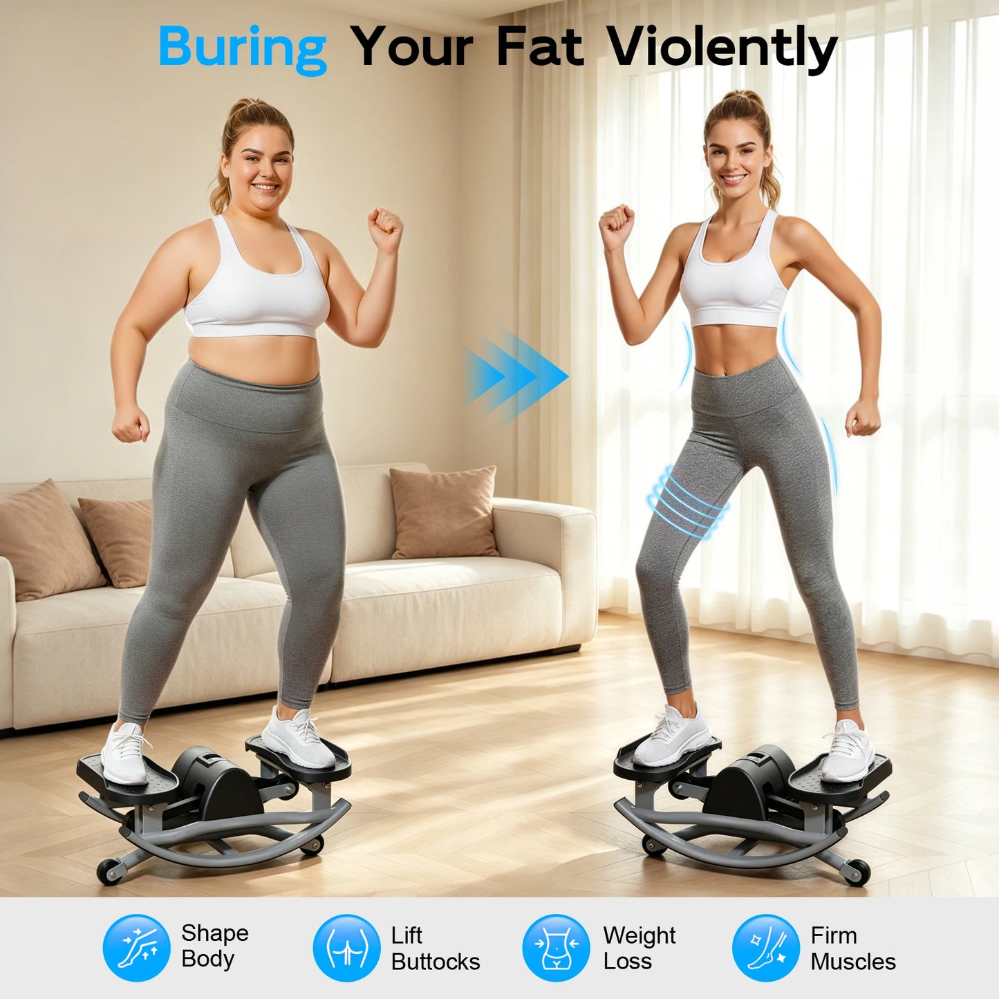Swing Stepper Machine With Digital Display For Full Body Workout