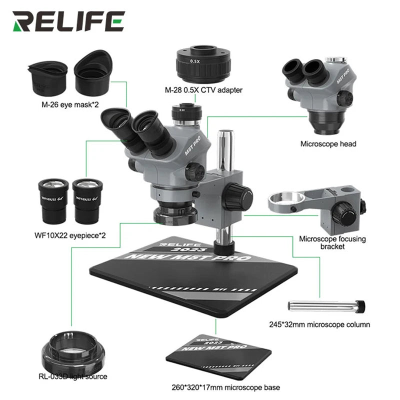 Relife RL-M5T Pro Trinocular HD Microscope With 4K Camera