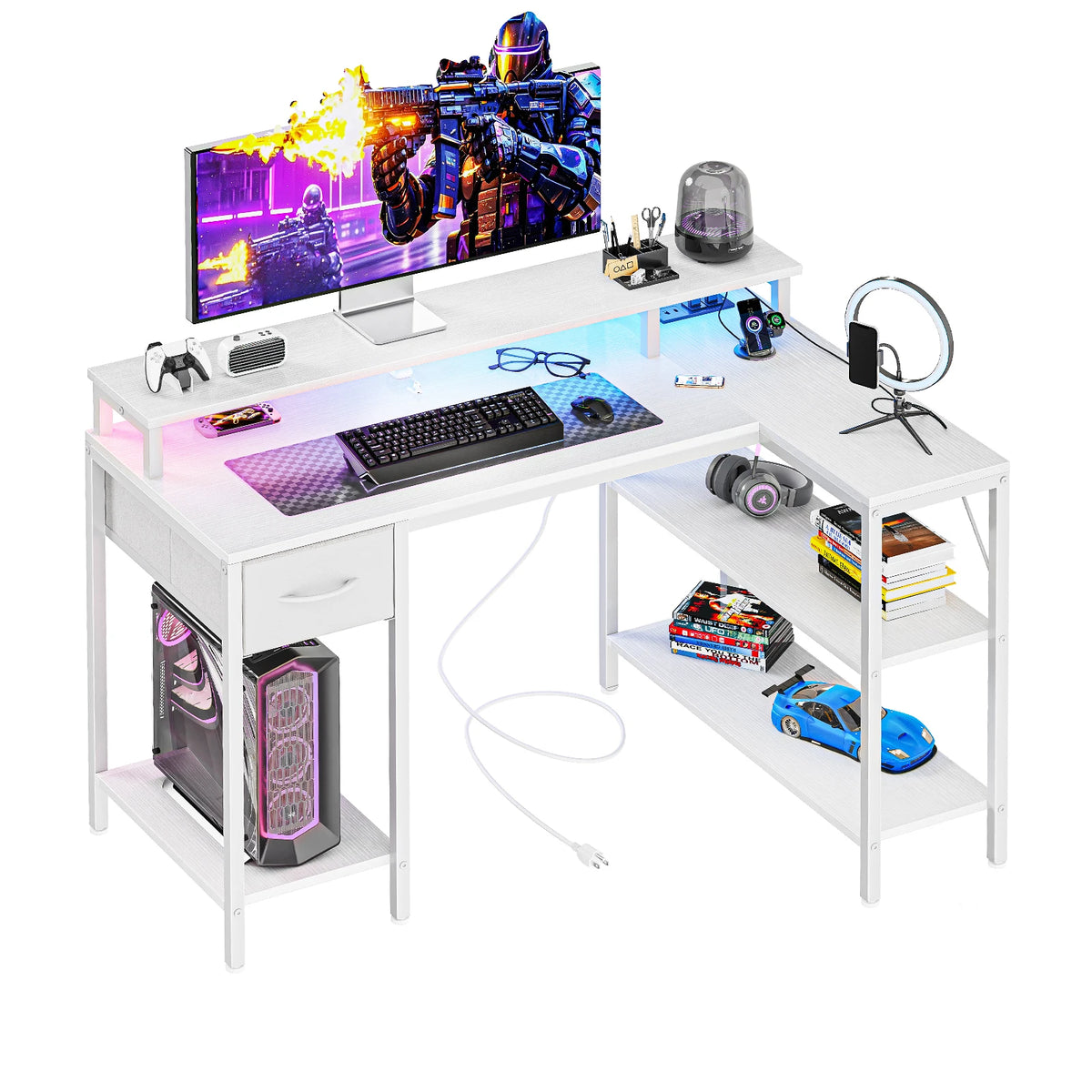 MCQ Ergonomic Standing Office Desk With Storage Shelves