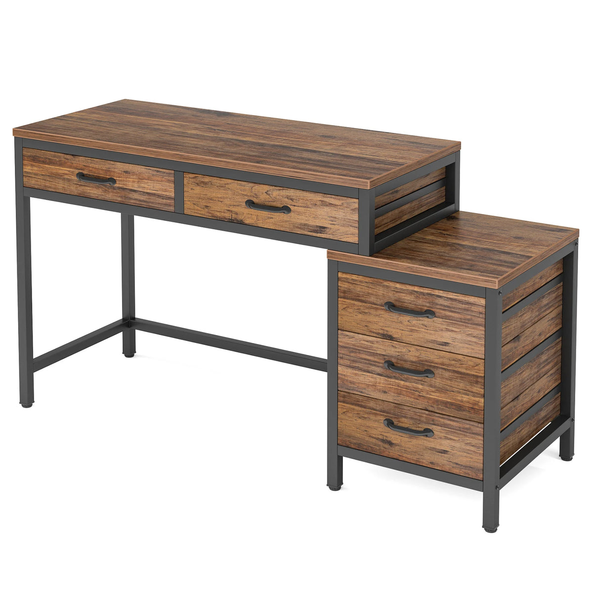 Tribesigns Industrial Computer Desk With Reversible Drawers