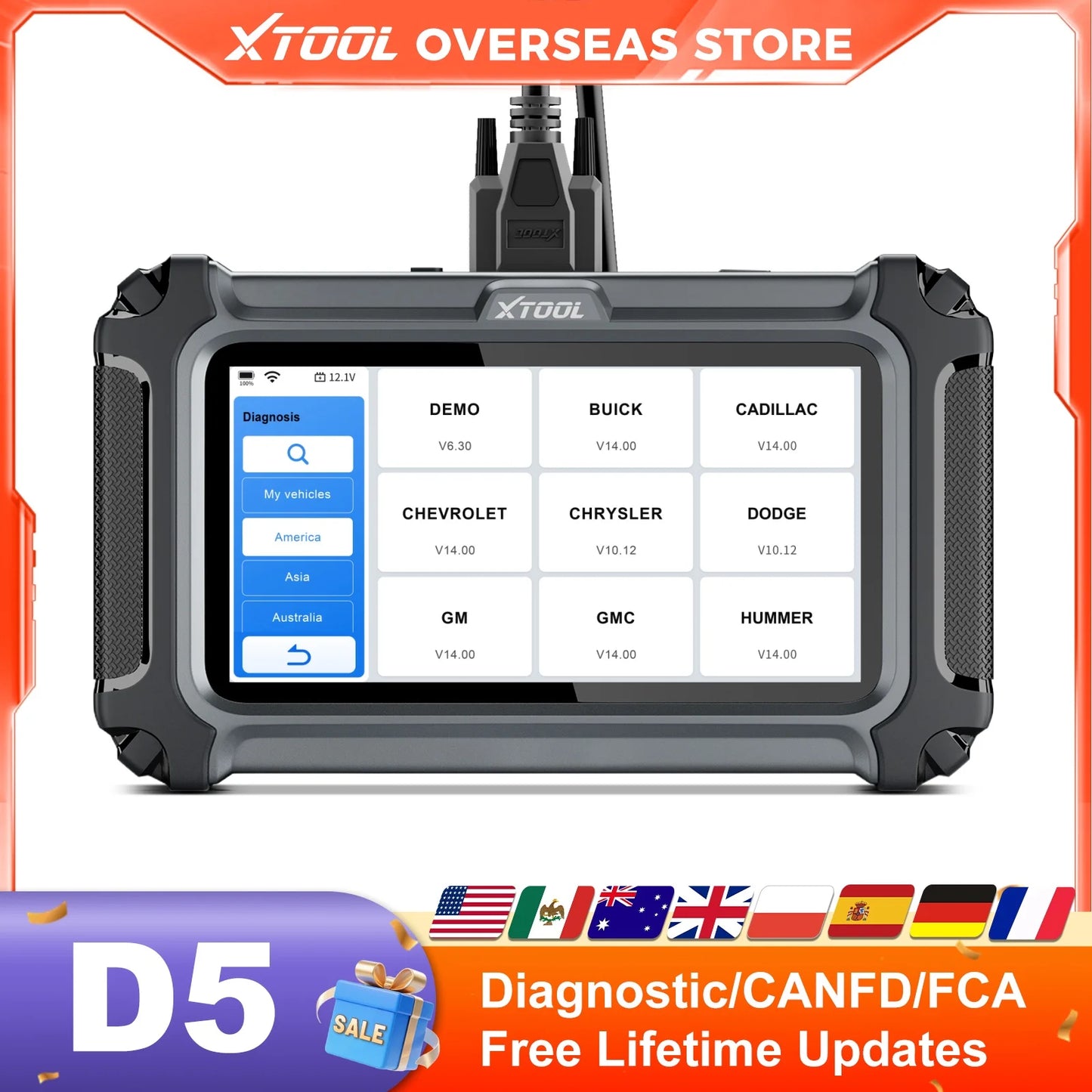 XTOOL D5 OBD2 Diagnostic Tool VIN Scanner Lifetime Free Update