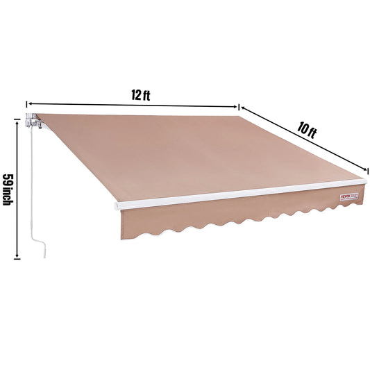 SucceBuy Manual Retractable Awning Outdoor Sun Shade Polyester