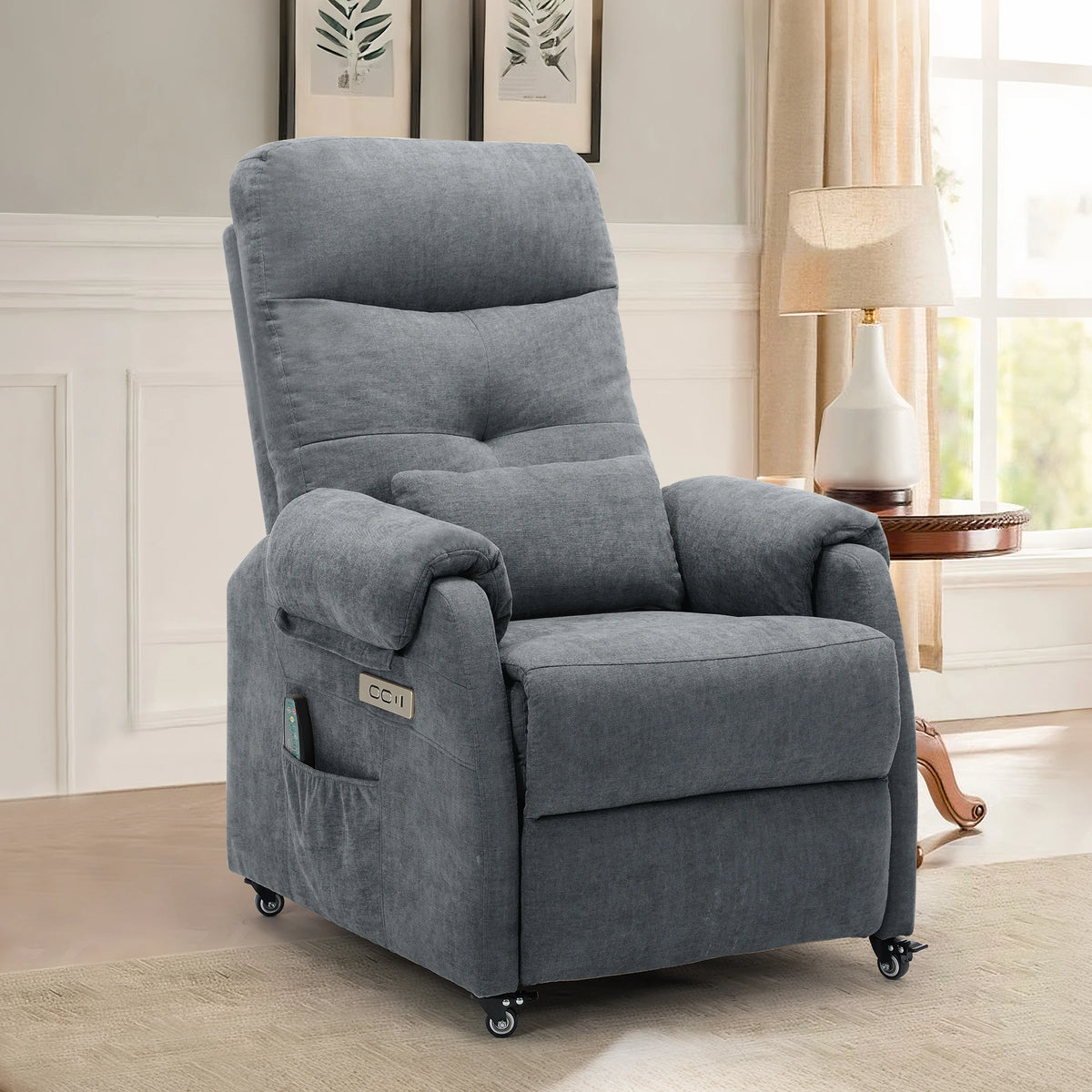 Korser Power Recliner Chair With Wheels And USB Port