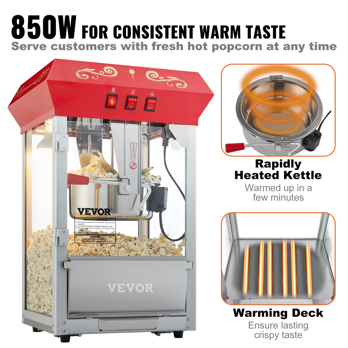 Succebuy Automatic Electric Commercial Popcorn Maker With Serving Spoon