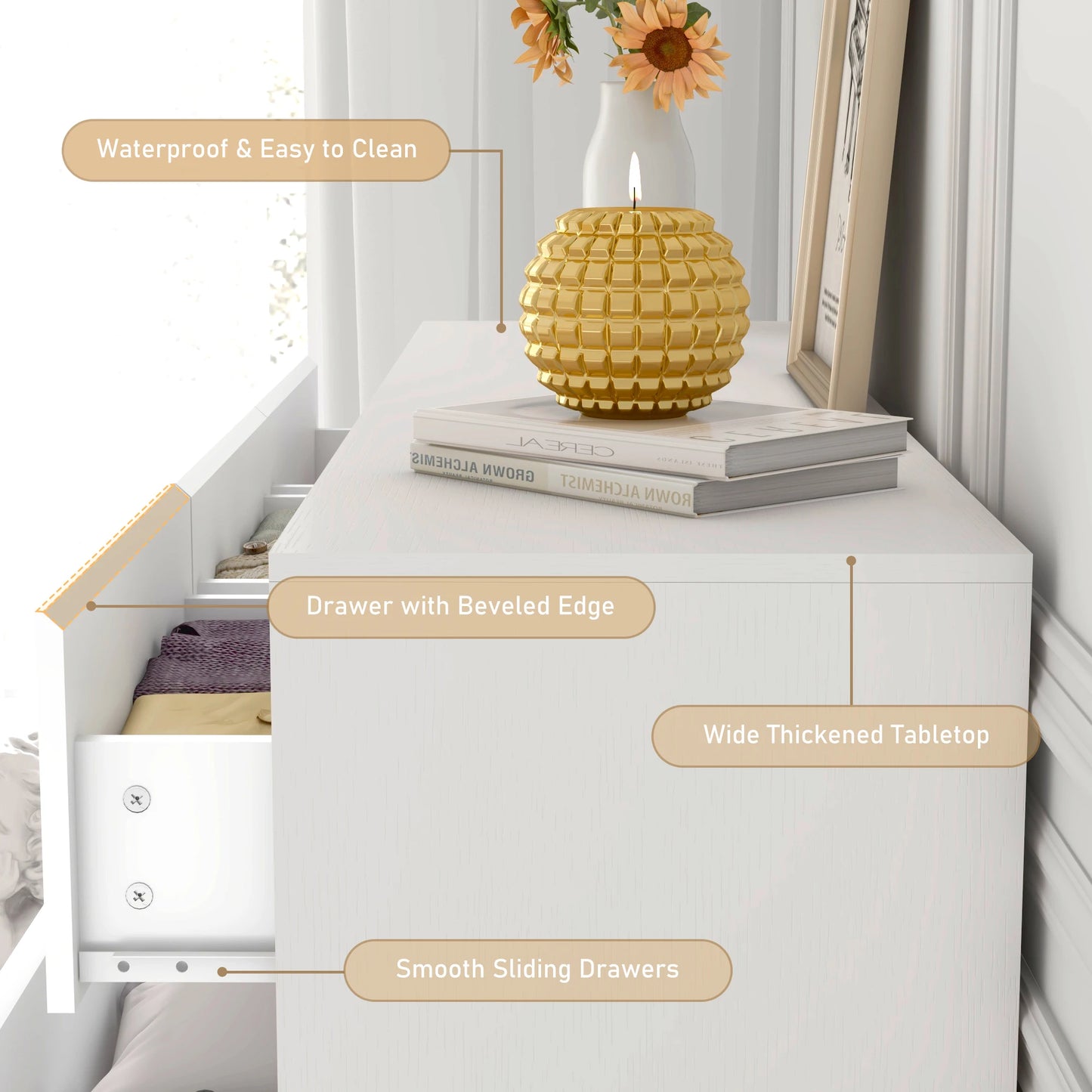 QiaoShiRen 7-Drawer Dresser, Modern Wooden Chest of Drawers