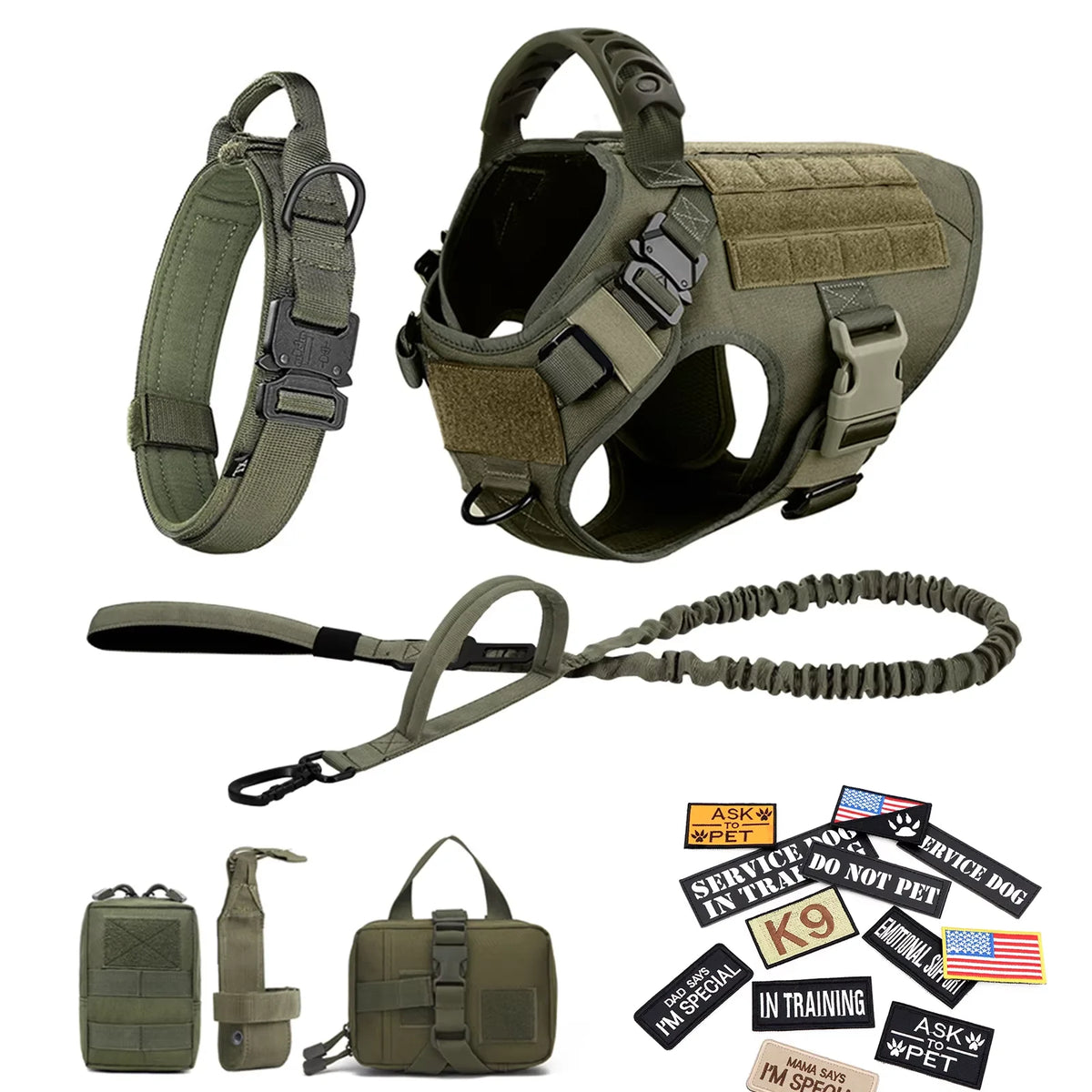PetraVel Tactical Dog Vest Harness Set With Quick Release Buckle