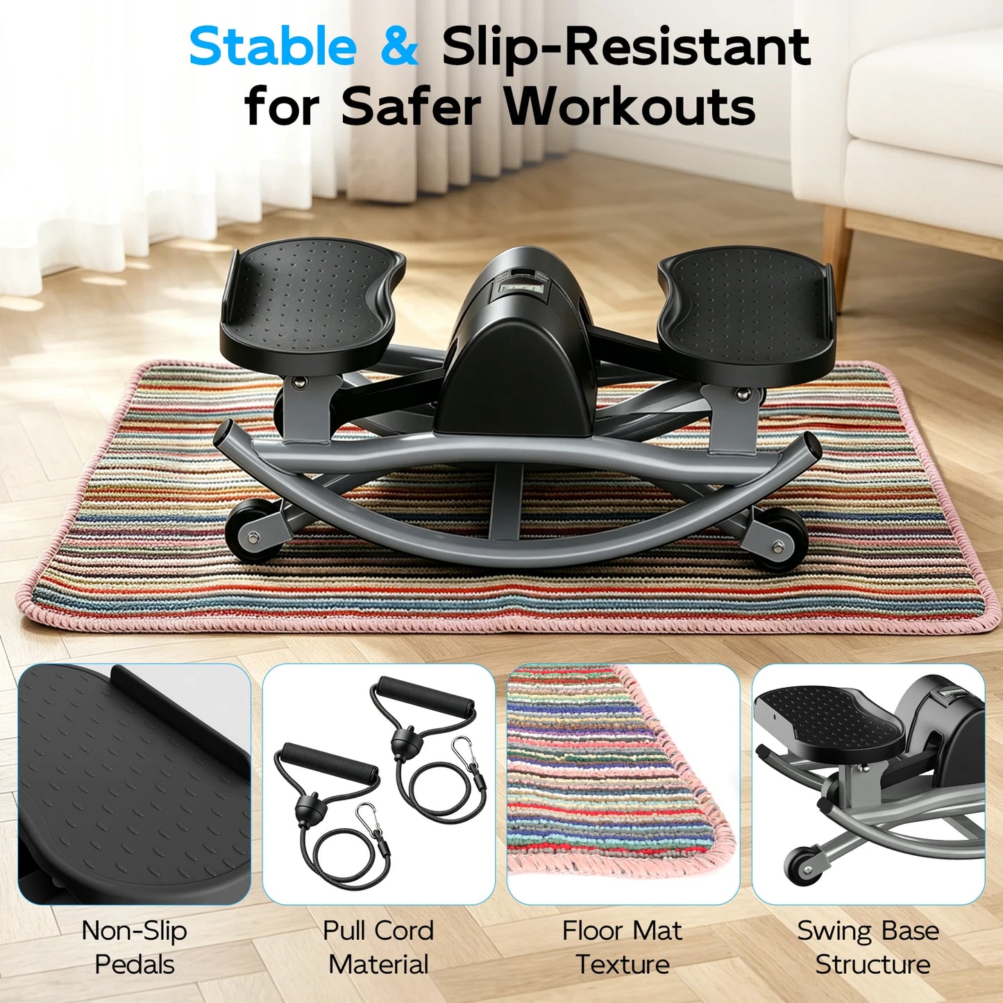 Swing Stepper Machine With Digital Display For Full Body Workout