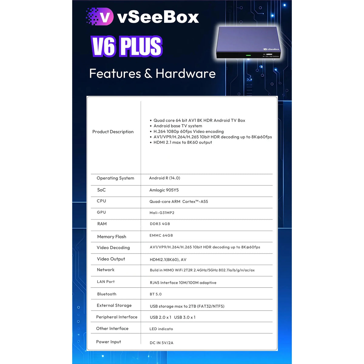 JISYONK V6 Plus Voice Control 8K Android Streaming Box