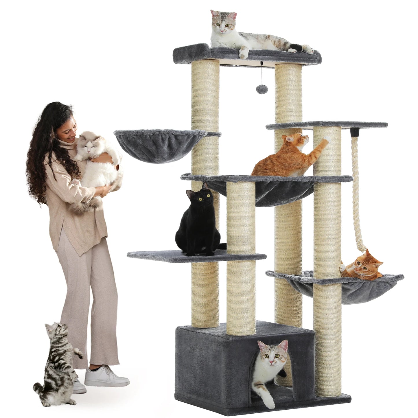 PAWZ Road Cat Tree Tower With Multiple Levels Hammock