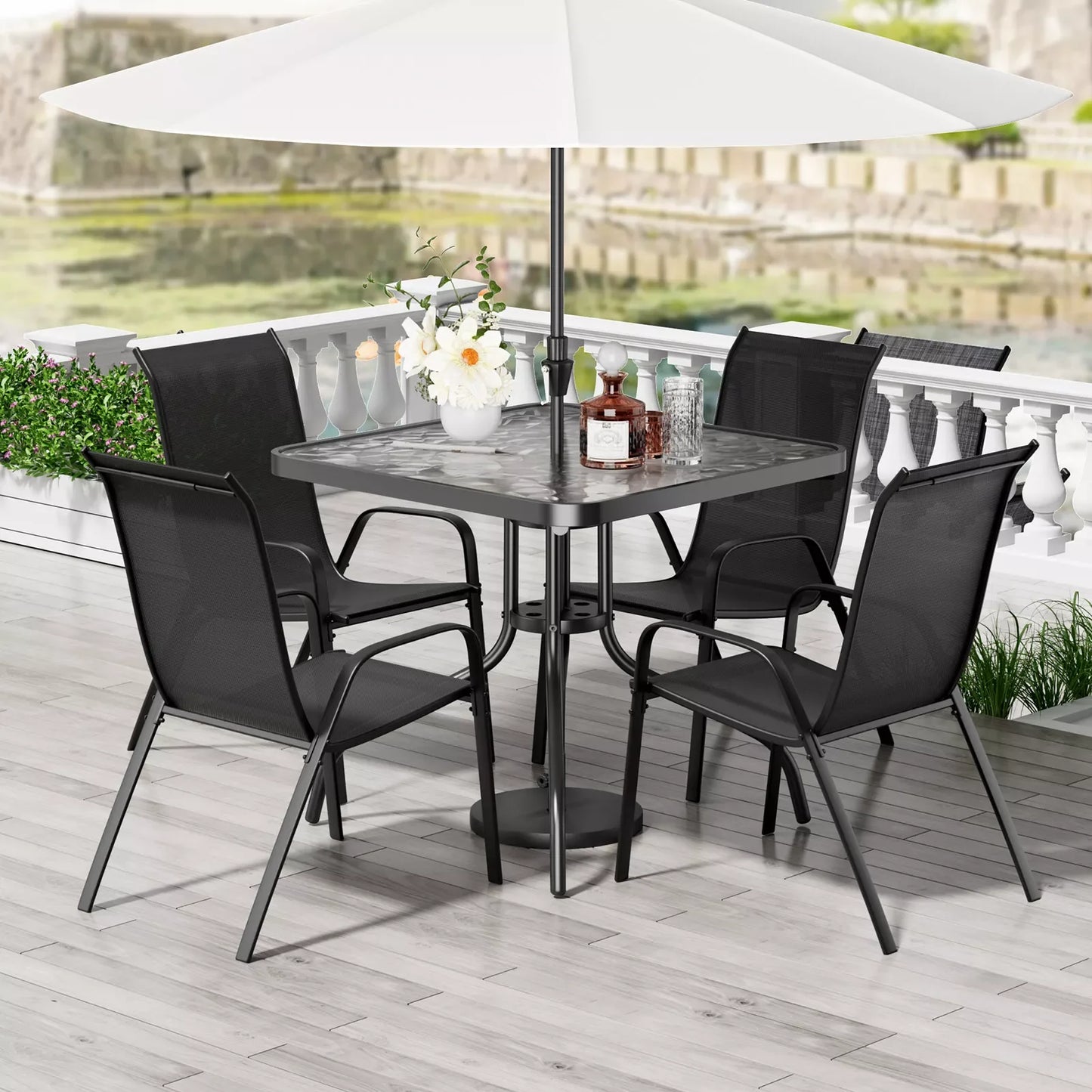 AuAg Patio Dining Set 5 Pieces All Weather Outdoor Furniture