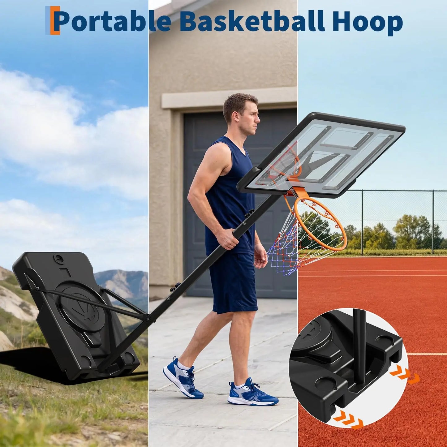 HiMISS Portable Adjustable Outdoor Basketball Hoop With Wheels