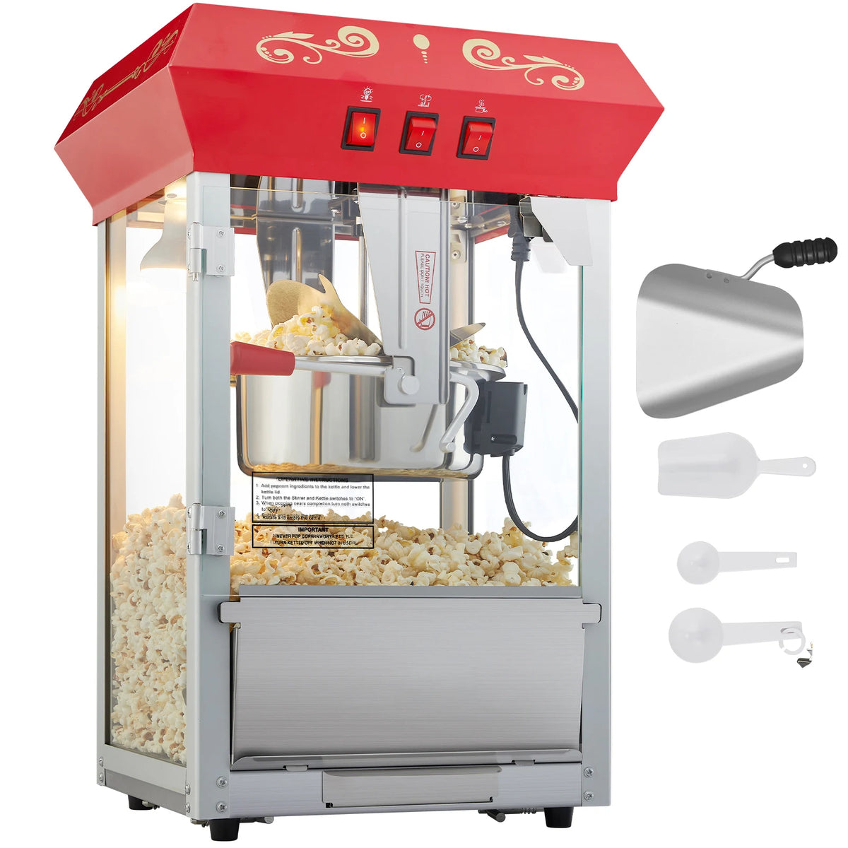 Succebuy Automatic Electric Commercial Popcorn Maker With Serving Spoon