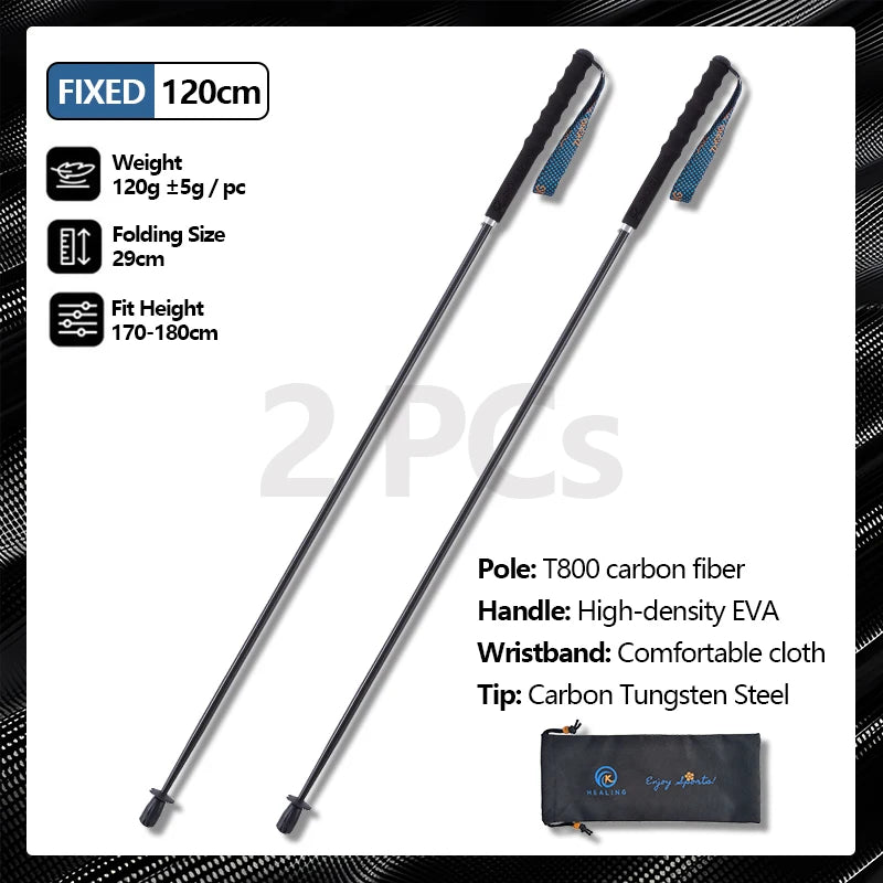 OKHEALING T800 Carbon Fiber Walking Poles Telescopic Trekking Sticks