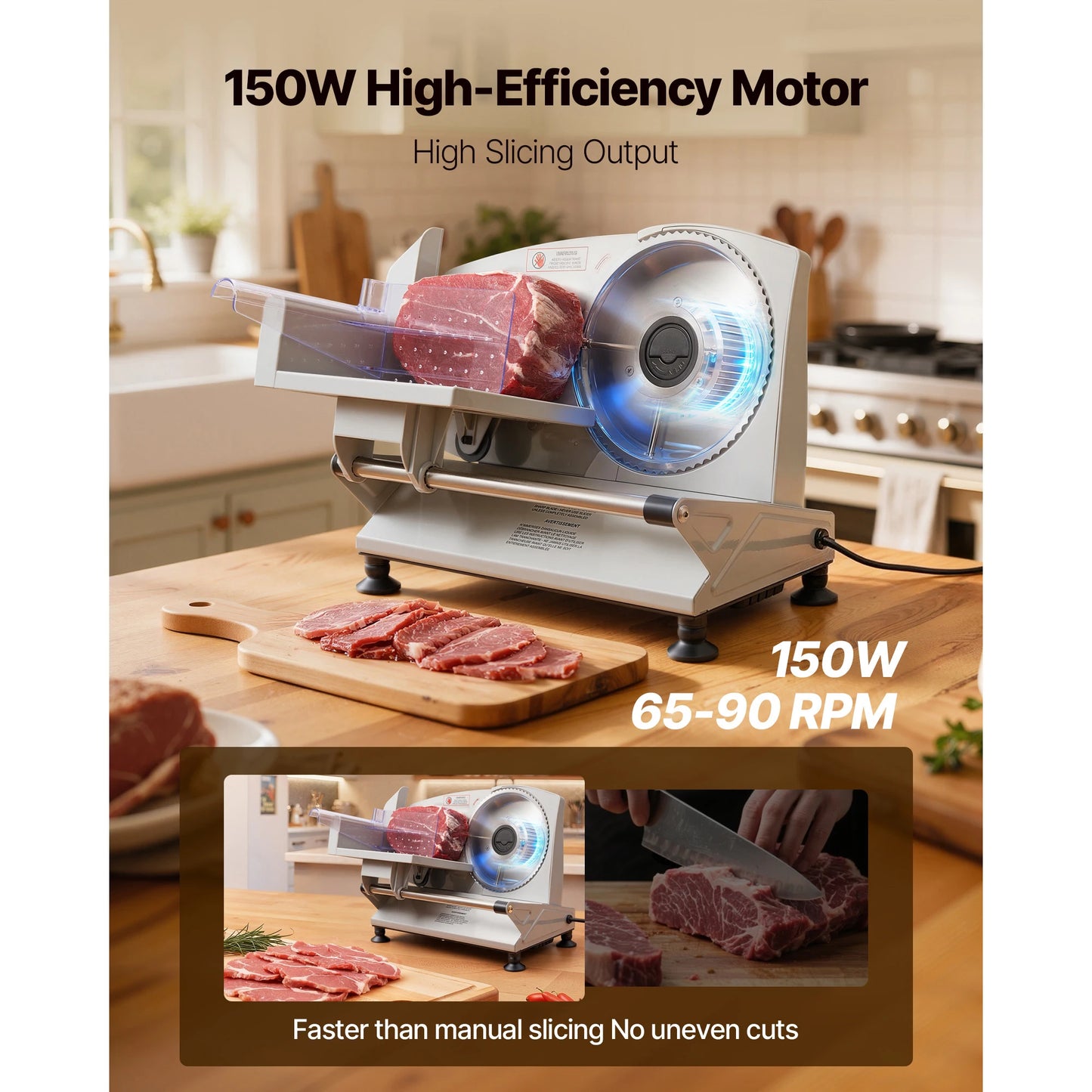 SucceBuy Electric Deli Slicer With Two SUS420 Blades