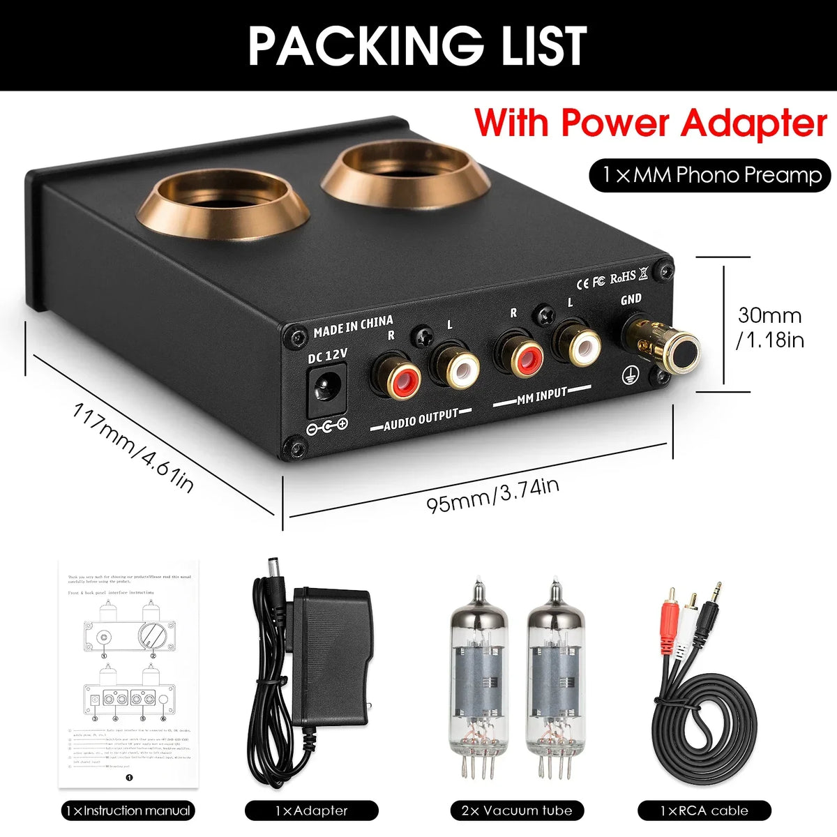 Douk Audio T3 PRO RIAA Vacuum Tube Stereo Phono Preamp