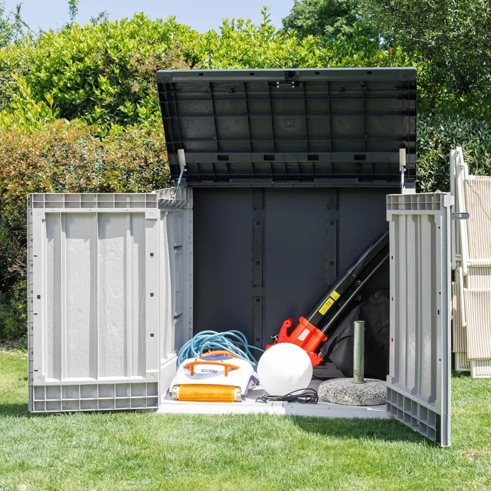 All Weather Outdoor XL Storage Shed Cabinet For Trash Cans