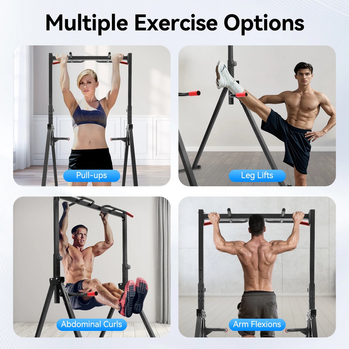 Adjustable Pull Up Bar With Parallel Bars Home Gym Station