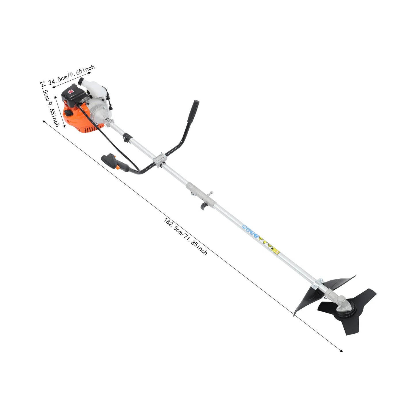 Gas Weed Trimmer 42.7cc 2 Stroke Brush Cutter With 3 Heads