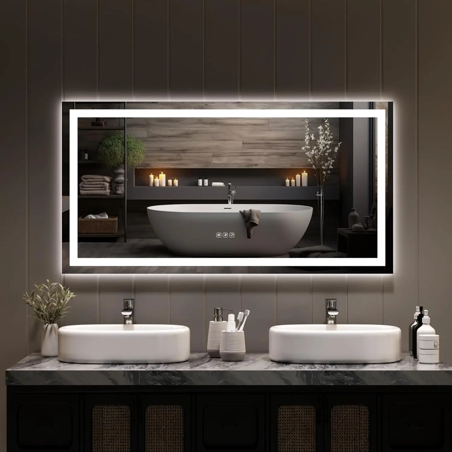 TWISTER.CK LED Bathroom Mirror With Memory And Dimmable Backlit
