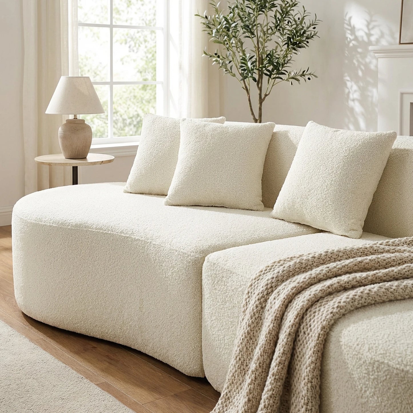TopinCN Modern 4-Seat Curved Couch Half Moon Sectional Sofa