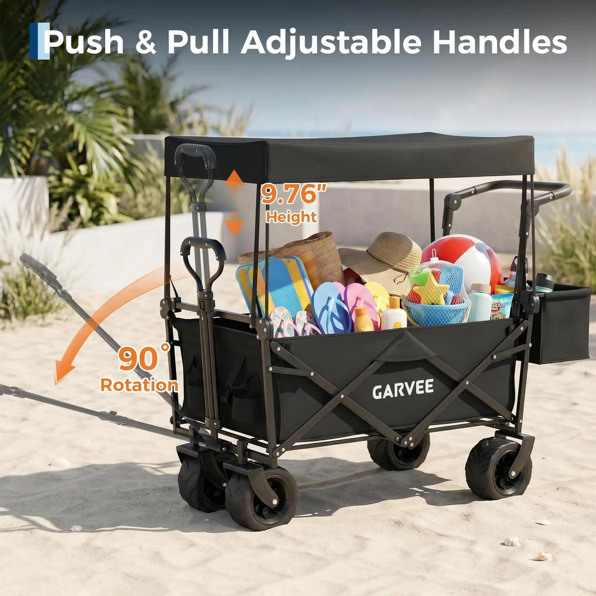 HiMISS Folding Utility Wagon With Removable Canopy For Outdoor Adventures