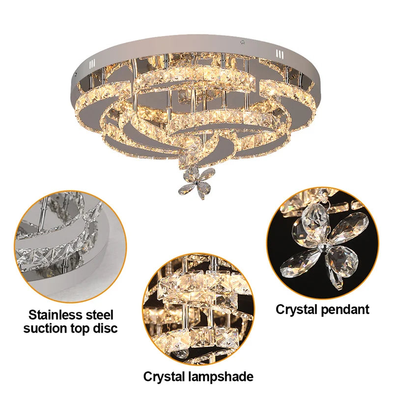 GreeLustr Crystal Ceiling Lamp Chandelier With LED Dimmable