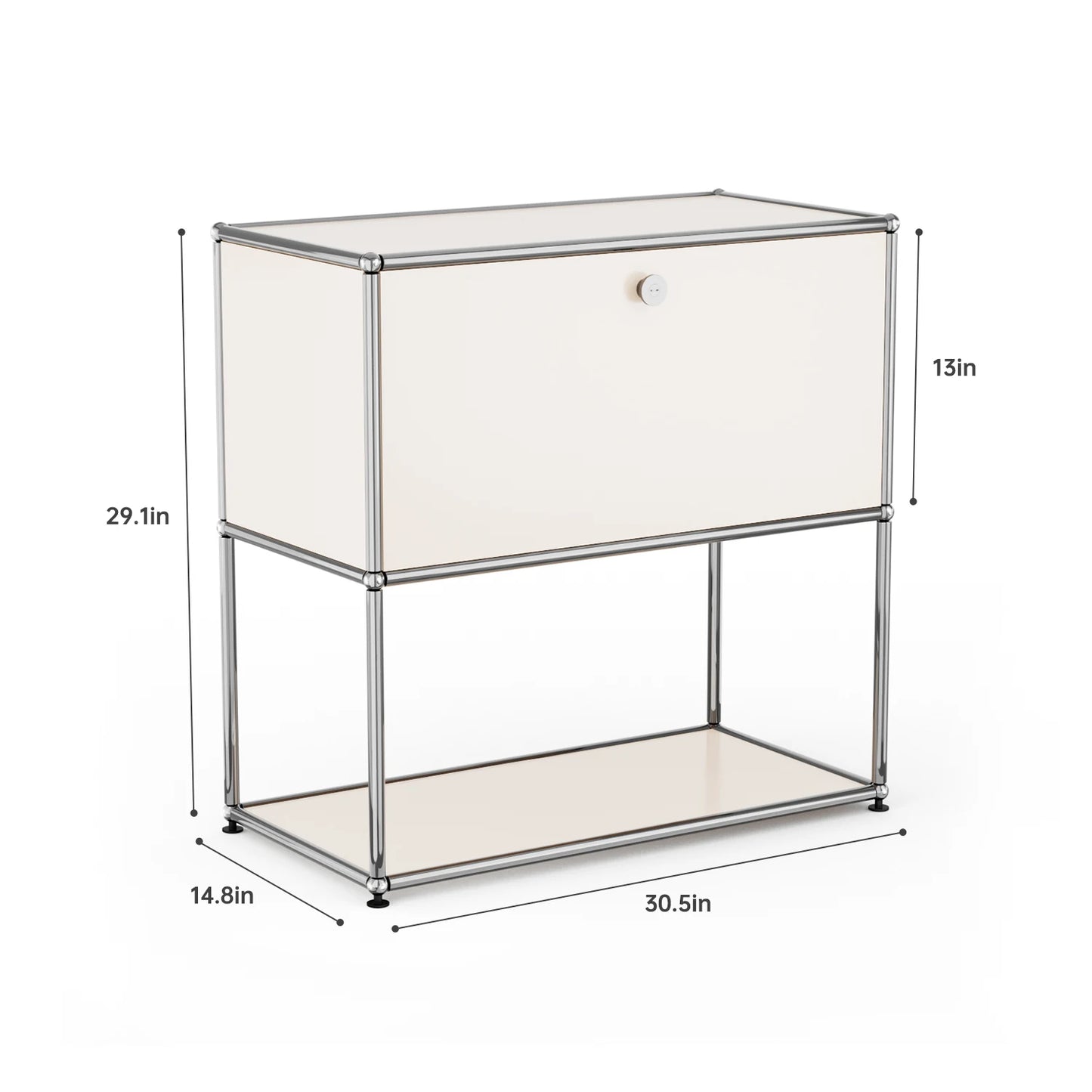 Modern Modular Nightstand Chrome Metal Frame 2 Tier Bedside Table