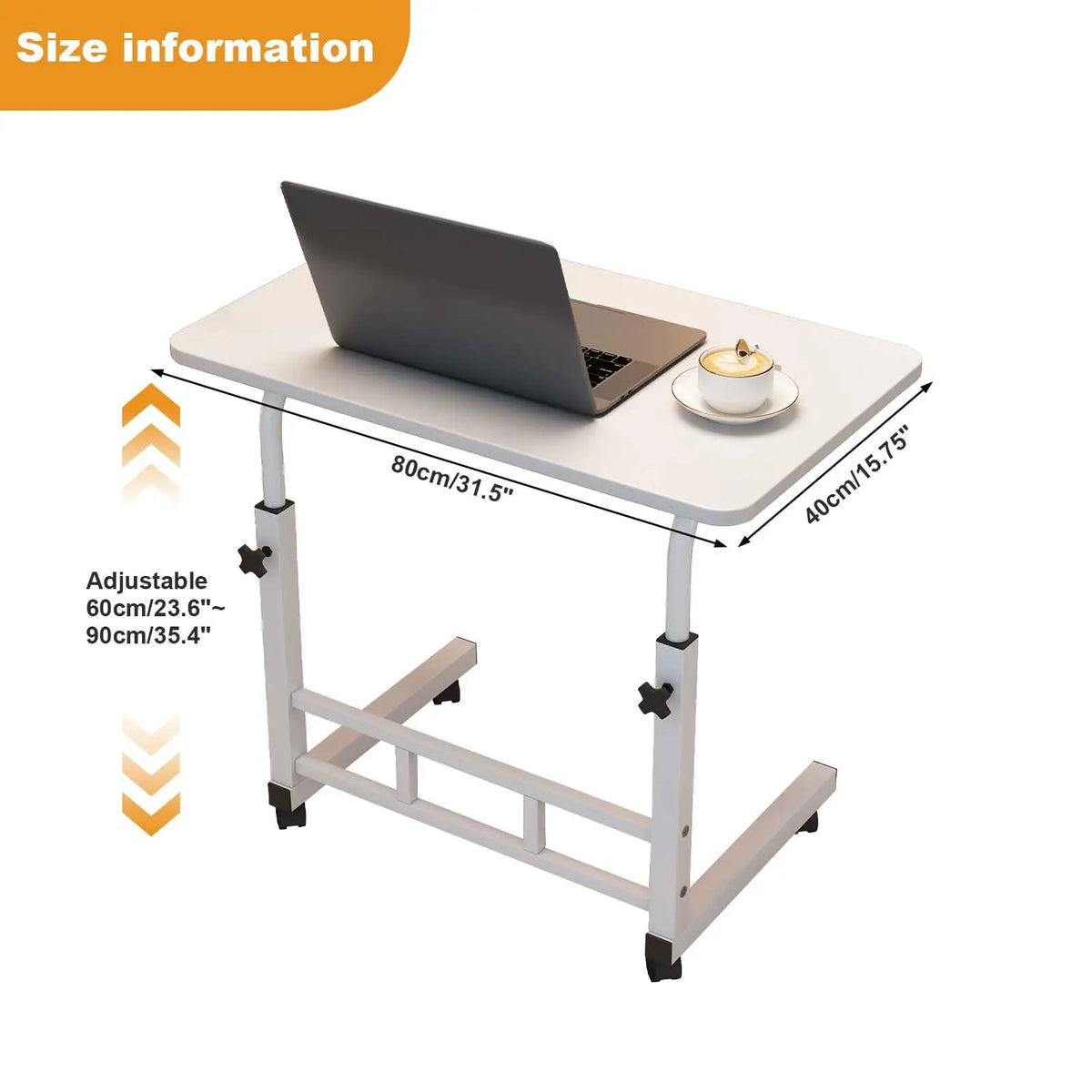 Adjustable Height Mobile Computer Desk With Wheels And Metal Frame