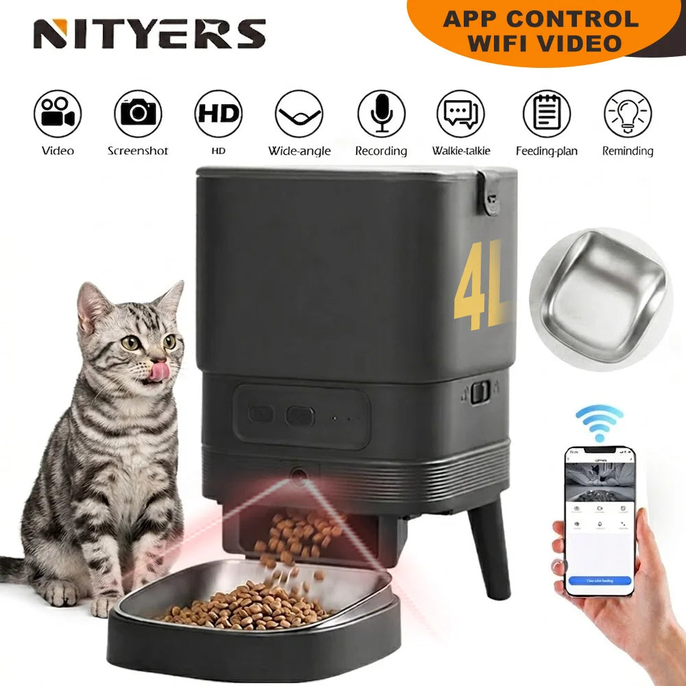 Nityers Automatic Cat Feeder With HD Camera And WiFi