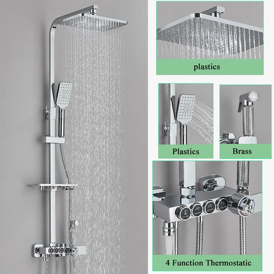 ALENARTWATER Black And Gold Shower Faucet Set With Dual Spray