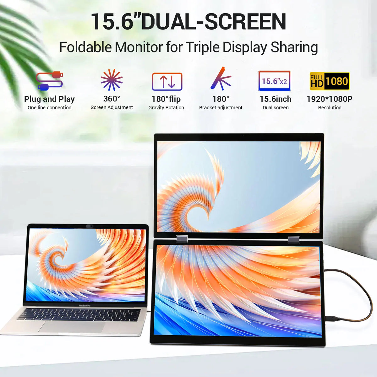 Ecooper 1080P IPS Portable Monitor For Laptop Gaming Consoles