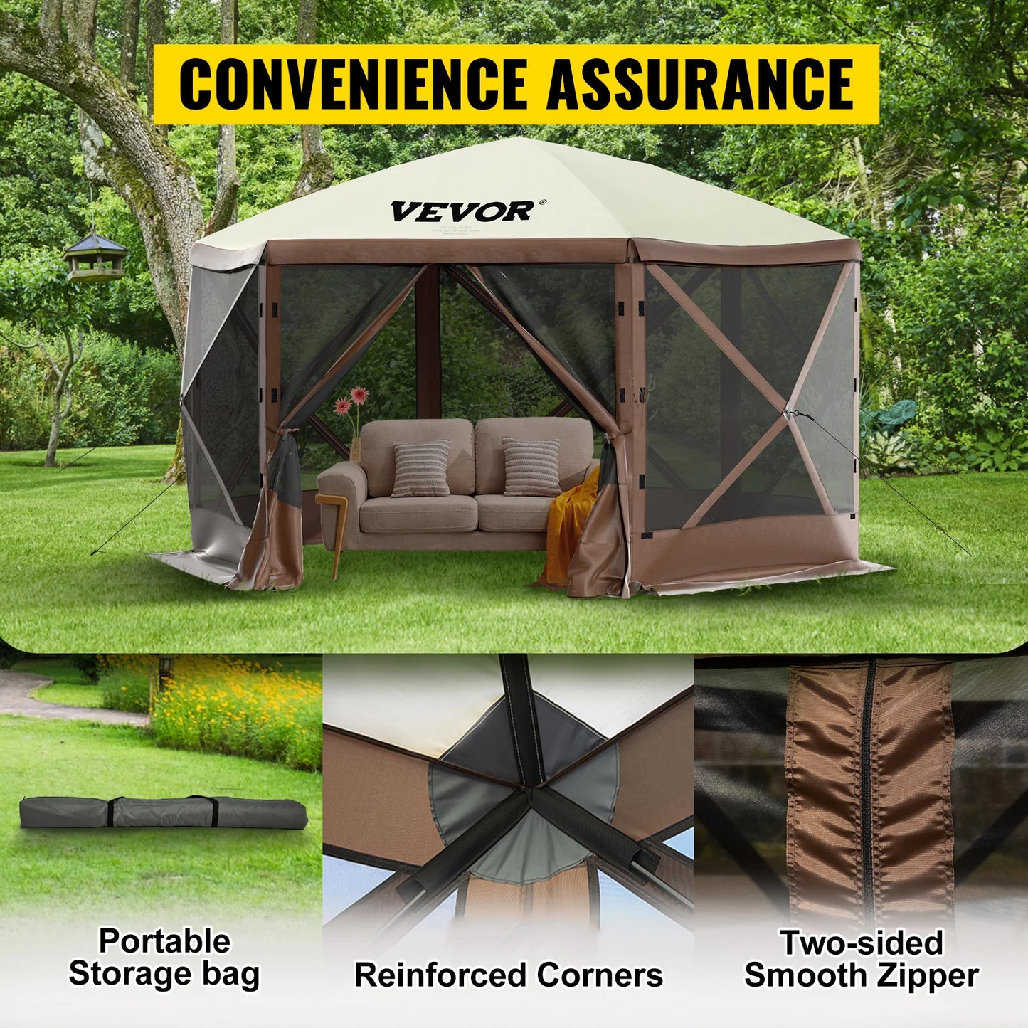 SucceBuy Pop Up Camping Gazebo Canopy Shelter Sun Shade Tent