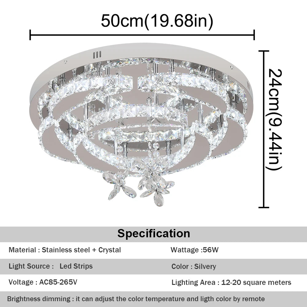 GreeLustr Crystal Ceiling Lamp Chandelier With LED Dimmable