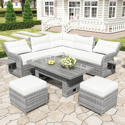 Outdoor All Weather PE Rattan Sofa Set 6Piece for Patio