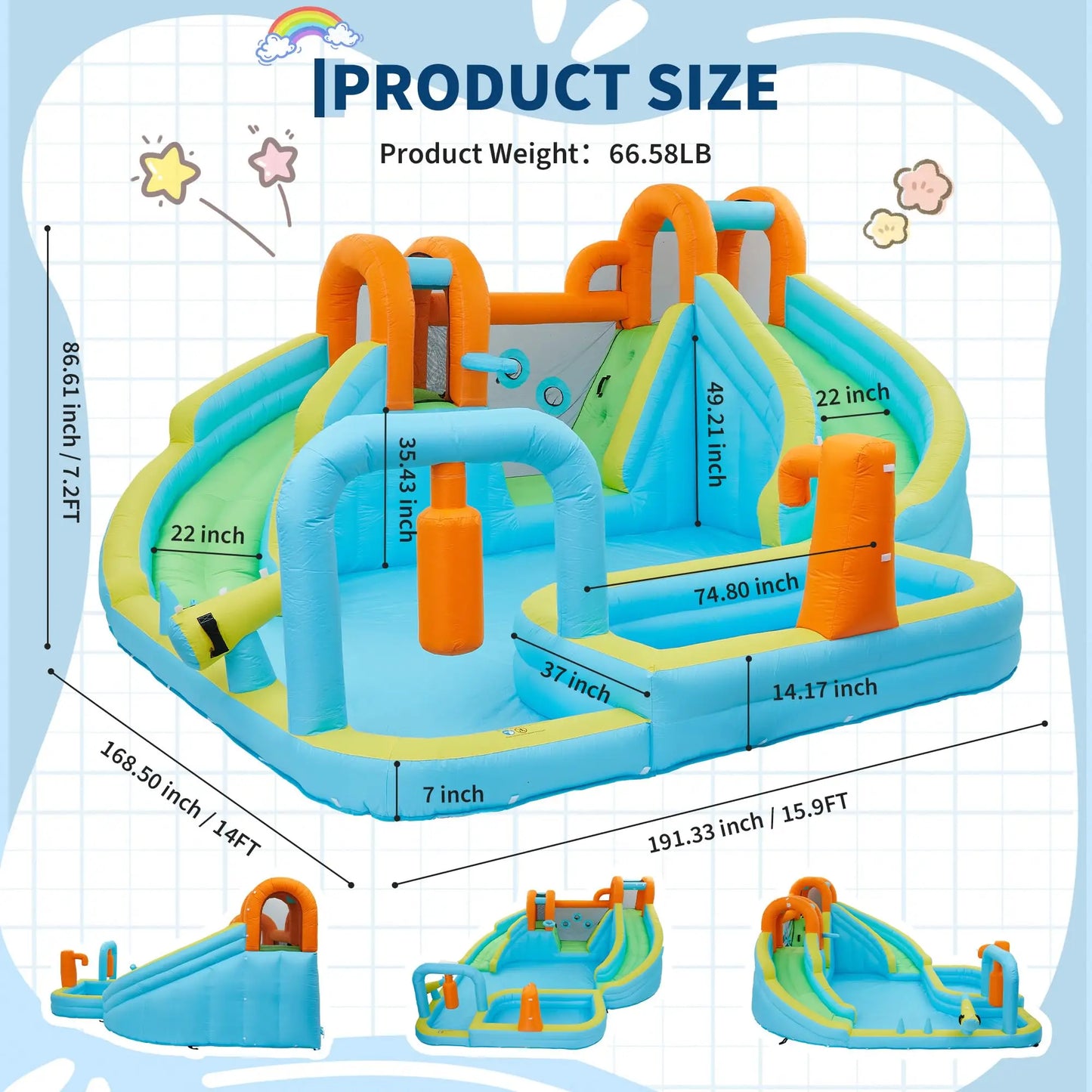 HiMISS 10-in-1 Inflatable Bounce House With Slide For Backyard Fun