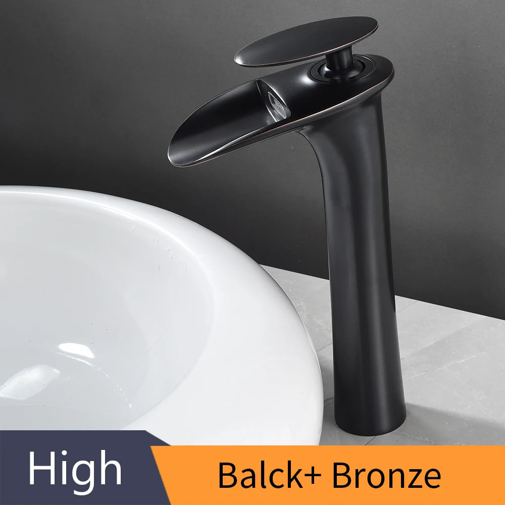 White Bathroom Basin Faucet Waterfall Lever Single Hole Mixer Tap