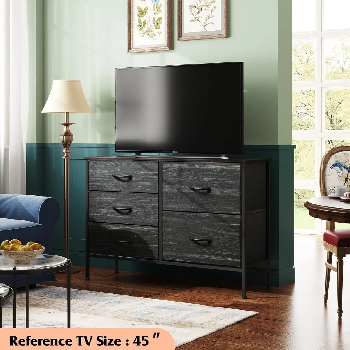 JHK Fabric Chest With Metal Frame Bedroom Storage Organizer