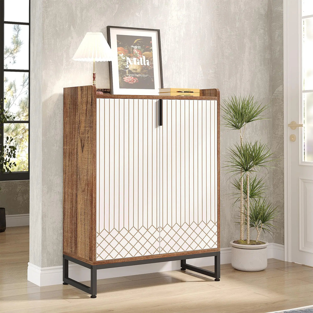 Tribesigns Modern Wood Shoe Cabinet Storage Rack For Bedroom Hallway