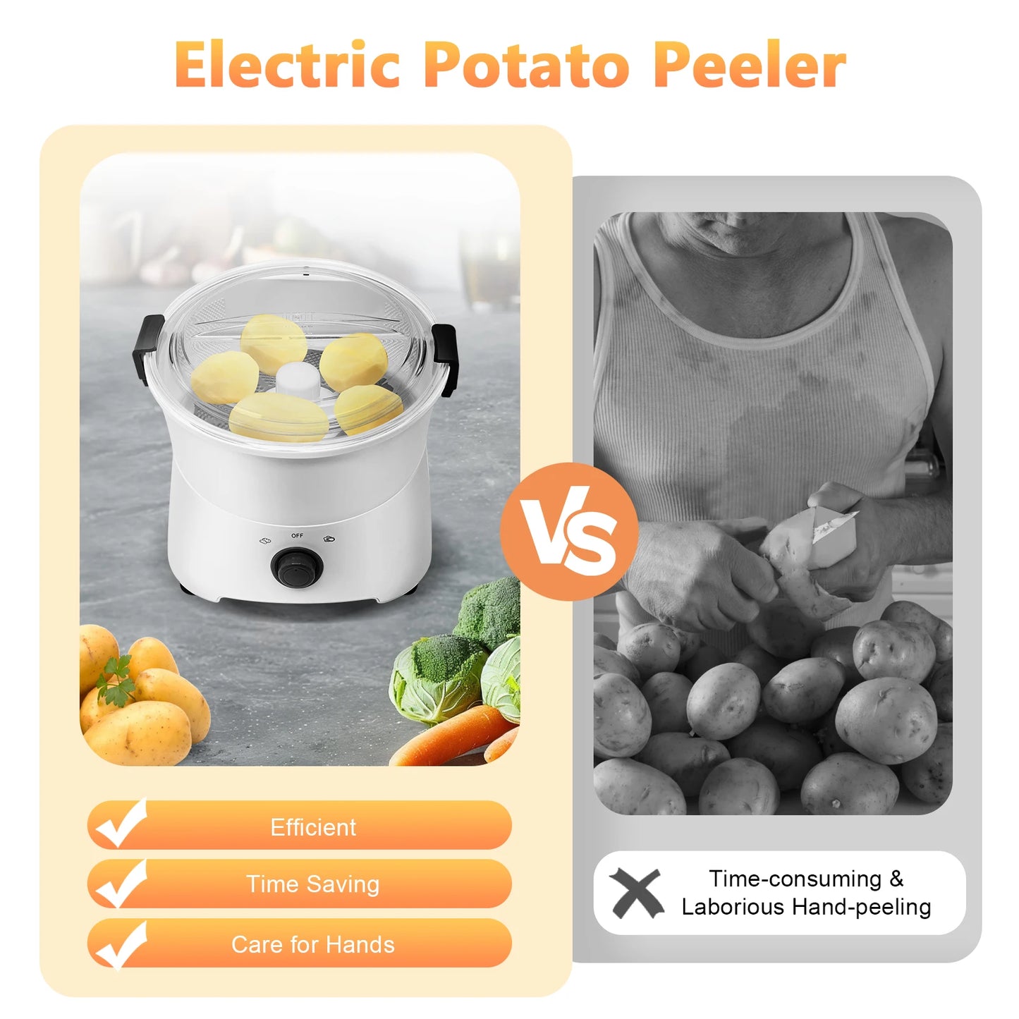 Cylindrical Electric Potato Peeler 110V 85W Copper Motor For Catering