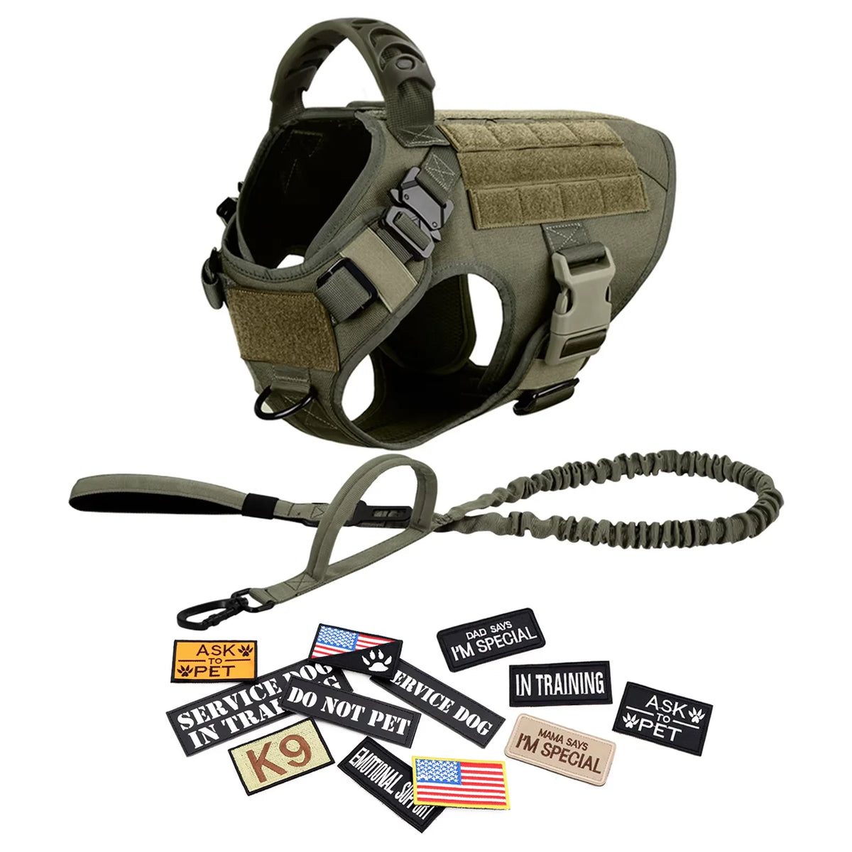 PetraVel Tactical Dog Vest Harness Set With Quick Release Buckle