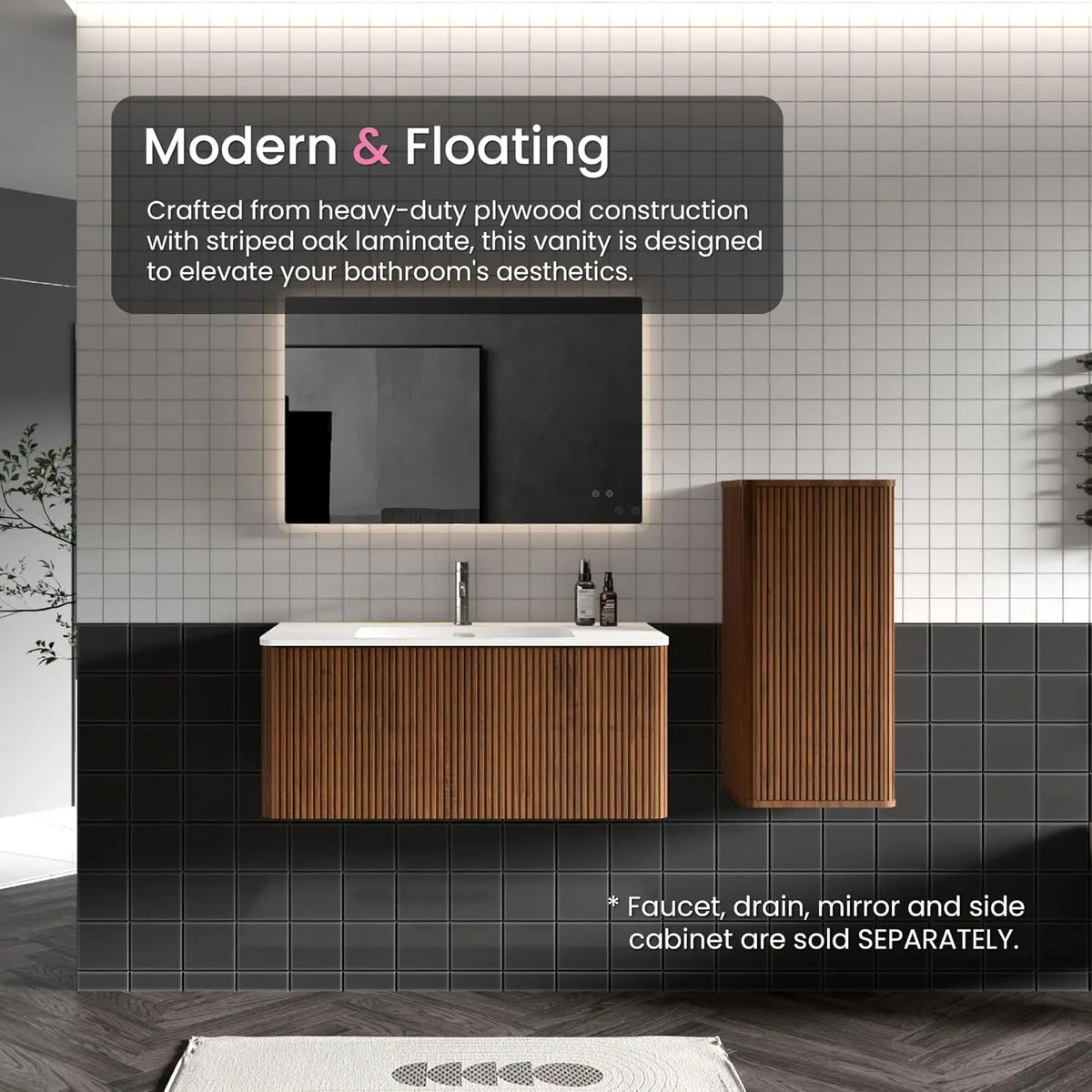 Custom Modern Floating Bathroom Vanity With Sink And Soft Close