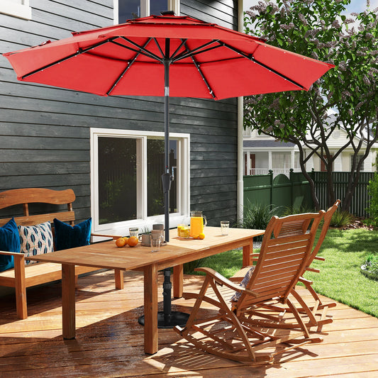 JHK Outdoor Solar Patio Umbrella With 32 LED Lights
