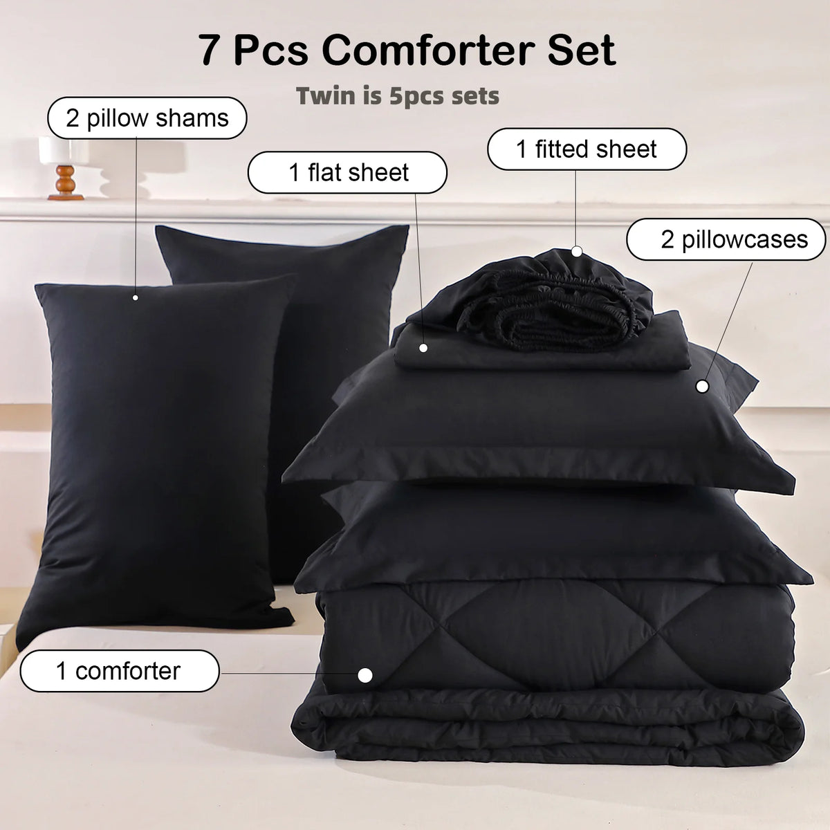 EasYum Brushed Polyester Bedding Set With Quilted Comforter
