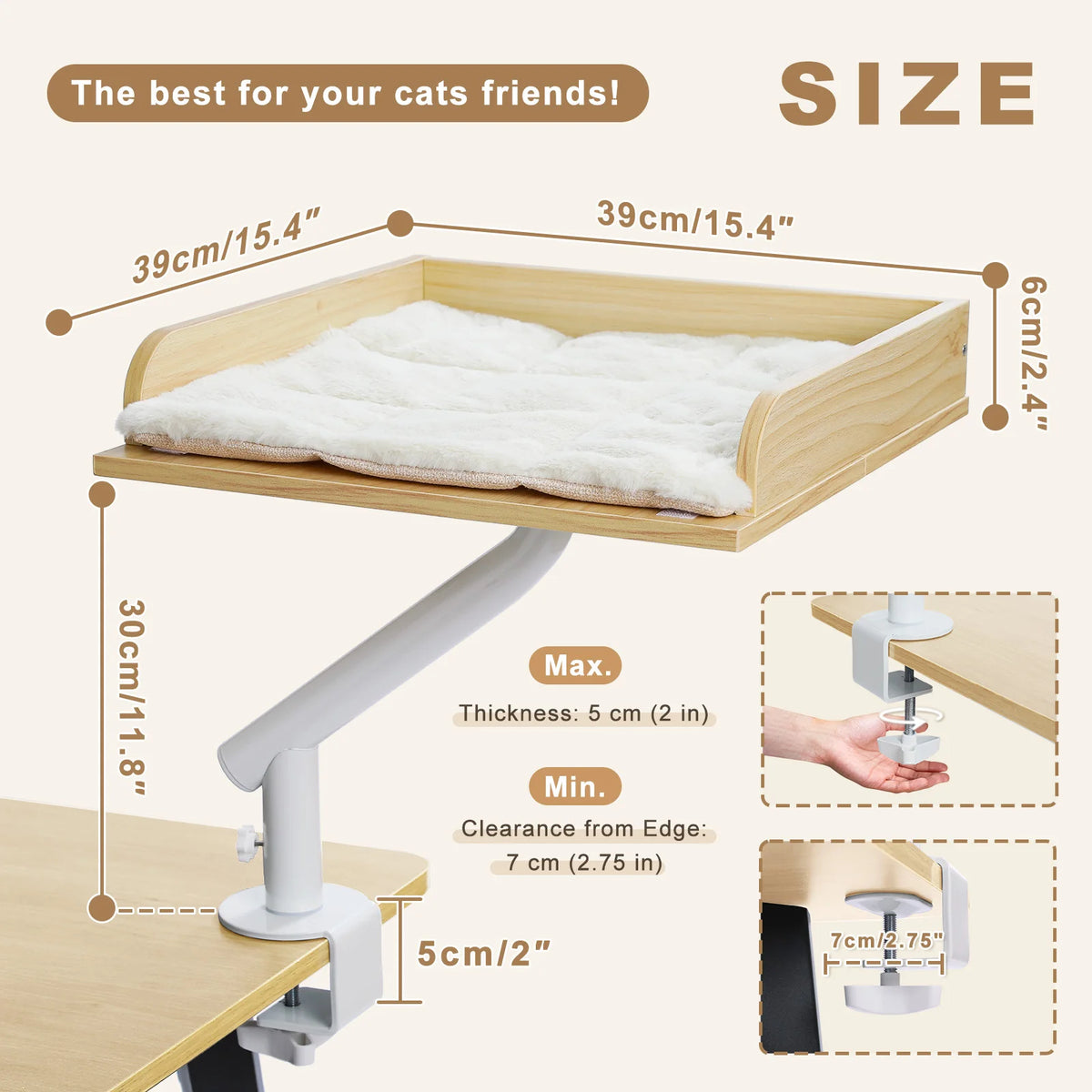 PAWZ Road Rotatable Cat Desk Bed with Adjustable Plush Hammock