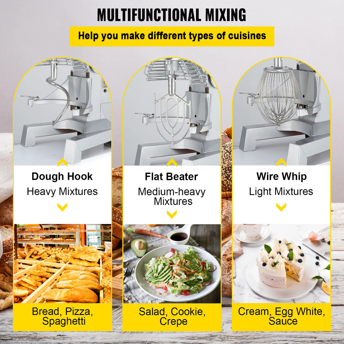 SucceBuy Professional Stainless Steel Commercial Mixer